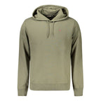 Napapijri Verde cotton men's sweatshirt displayed on a hanger, featuring a relaxed fit and casual style.