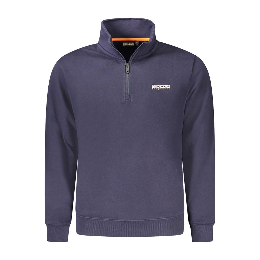 Blue cotton men's sweatshirt by Napapijri featuring a comfortable fit and casual style.