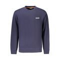 Napapijri blue cotton men's sweatshirt with a relaxed fit and crew neckline, displayed on a plain background.