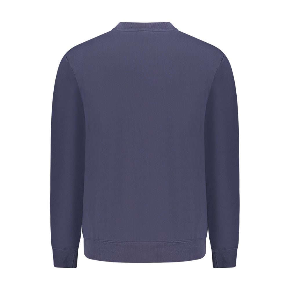 Blue cotton men's sweatshirt by Napapijri, featuring a relaxed fit with ribbed cuffs and a crew neckline.