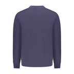 Blue cotton men's sweatshirt by Napapijri, featuring a relaxed fit with ribbed cuffs and a crew neckline.