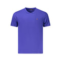 Napapijri blue cotton men's T-shirt with round neckline and short sleeves, casual apparel for everyday wear.