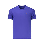 Napapijri blue cotton men's T-shirt with round neckline and short sleeves, casual apparel for everyday wear.