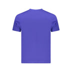 Napapijri blue cotton men's T-shirt with crew neck and short sleeves, casual style, front view on white background.