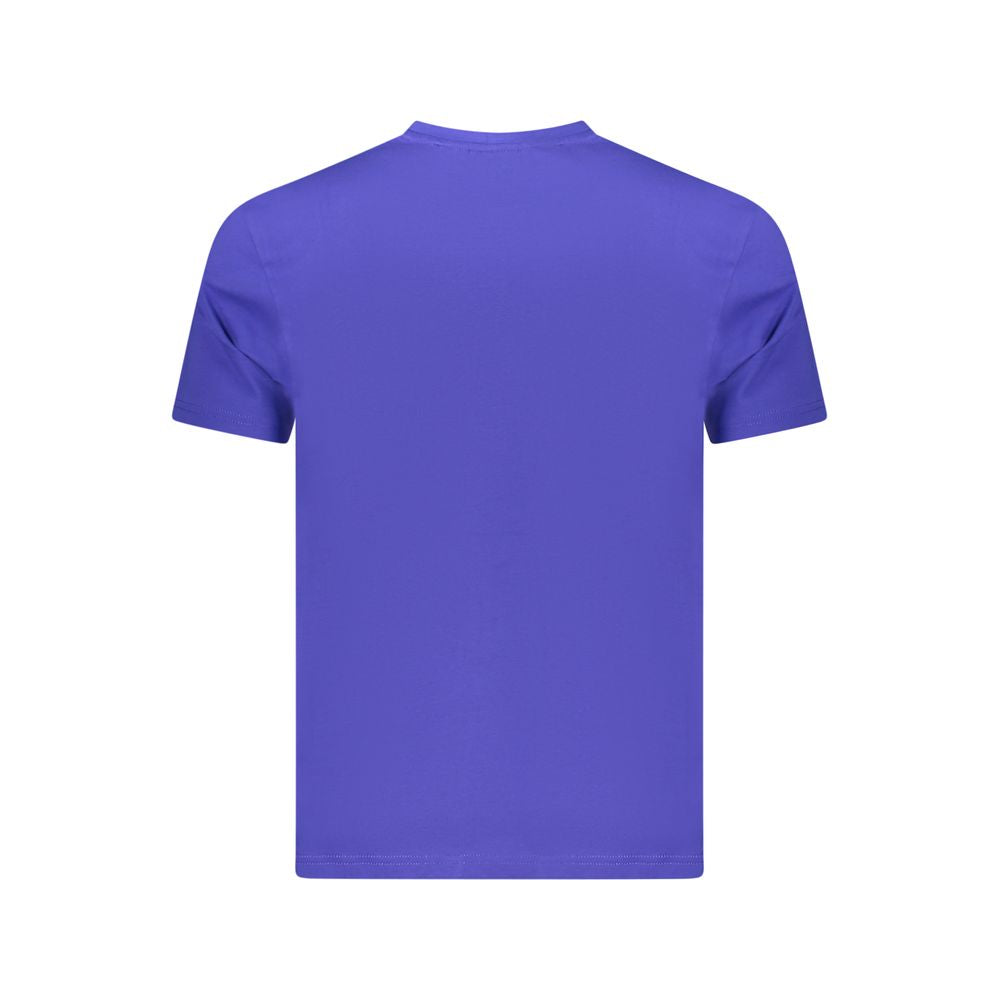 Napapijri blue cotton men's T-shirt with crew neck and short sleeves, casual style, front view on white background.