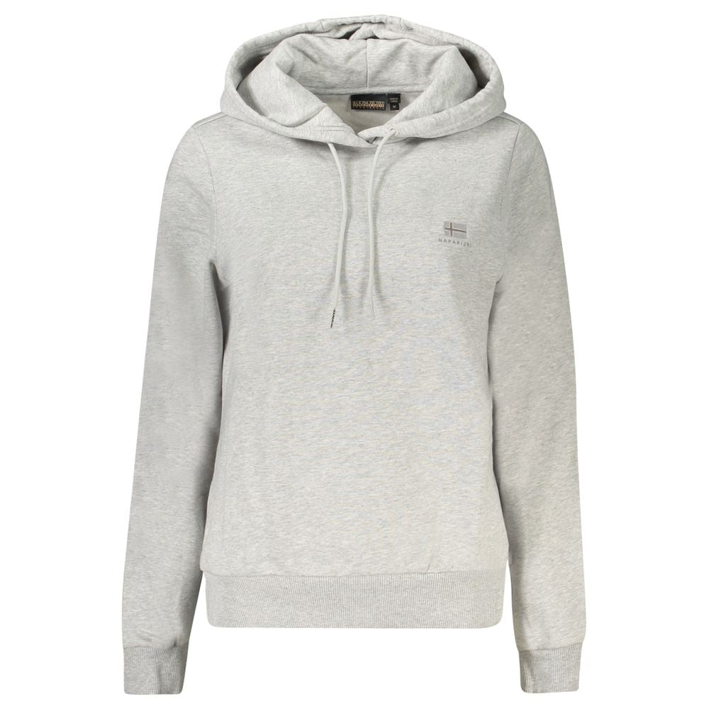 Napapijri gray cotton women's sweatshirt with a relaxed fit and crewneck, casual and comfortable for everyday wear.