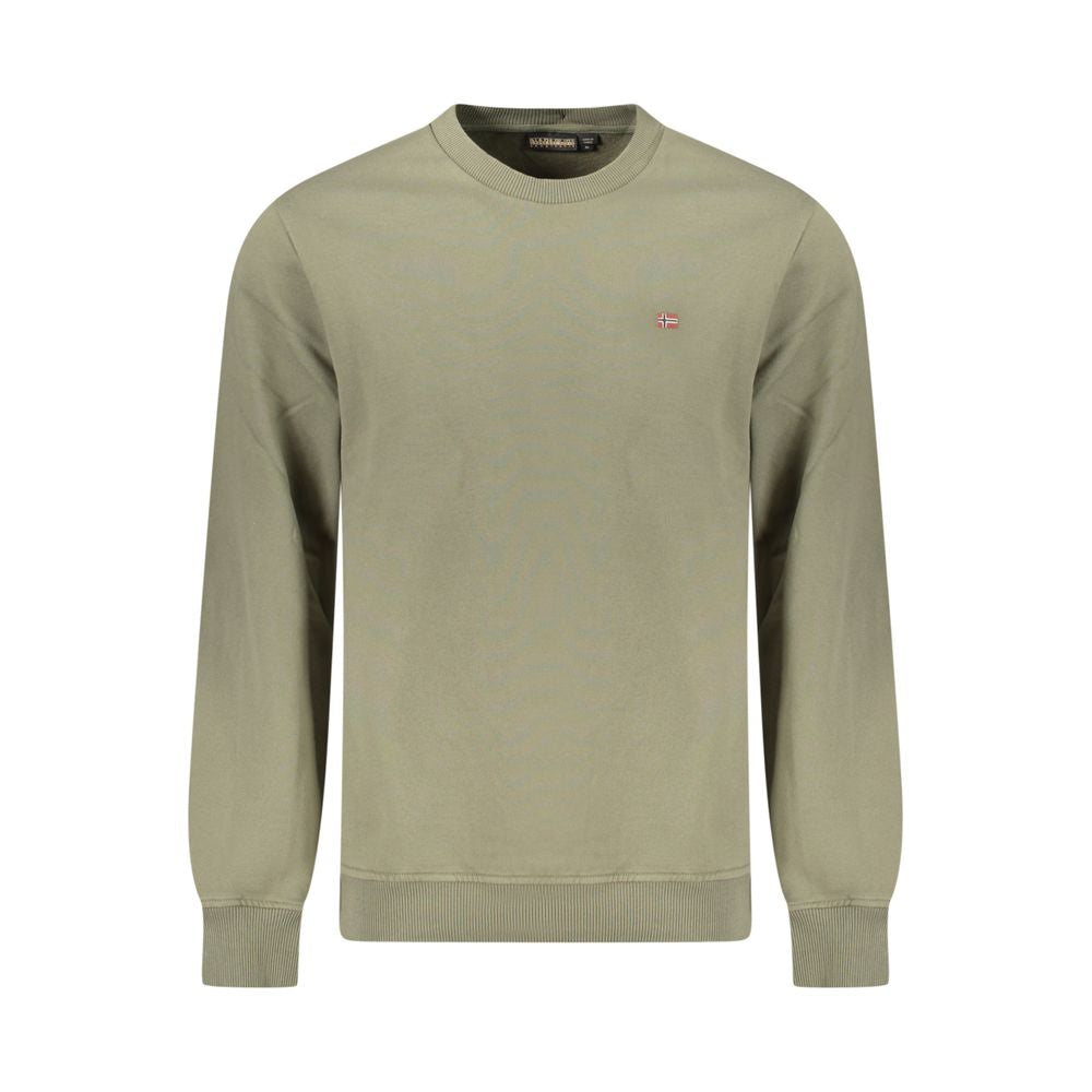 Men's Napapijri Verde cotton sweatshirt featuring a comfortable fit and classic design, suitable for casual wear.
