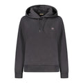 Black cotton women's hoodie by Napapijri featuring a relaxed fit and casual style, shown on a model.