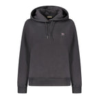 Black cotton women's hoodie by Napapijri featuring a relaxed fit and casual style, shown on a model.