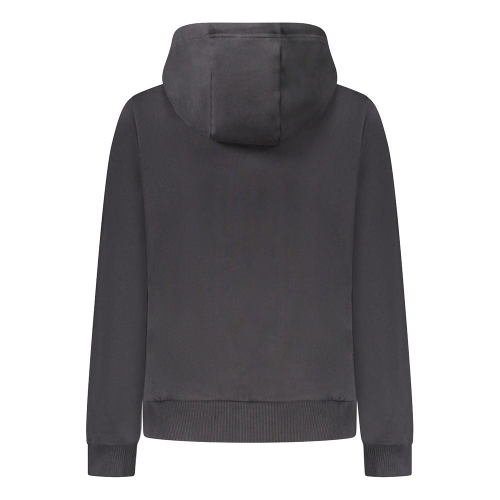 Black cotton women's hoodie by Napapijri, featuring a relaxed fit and comfortable design, shown on a model.
