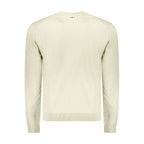 Napapijri beige cotton men's sweater with ribbed cuffs and collar, casual style and comfortable fit.