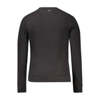 Black Napapijri men's cotton sweater with a crew neckline and casual fit, featuring subtle branding details.