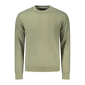 Napapijri Verde cotton men's sweater with crew neck and long sleeves, featuring a casual fit and soft fabric.