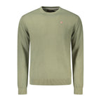 Napapijri Verde cotton men's sweater with crew neck and long sleeves, featuring a casual fit and soft fabric.