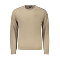Napapijri men's brown Lana sweater featuring a cozy knit design and classic crewneck for casual winter wear.