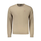 Napapijri men's brown Lana sweater featuring a cozy knit design and classic crewneck for casual winter wear.