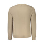 Napapijri men's brown Lana sweater with a cozy knit texture, featuring a round neckline and ribbed cuffs.