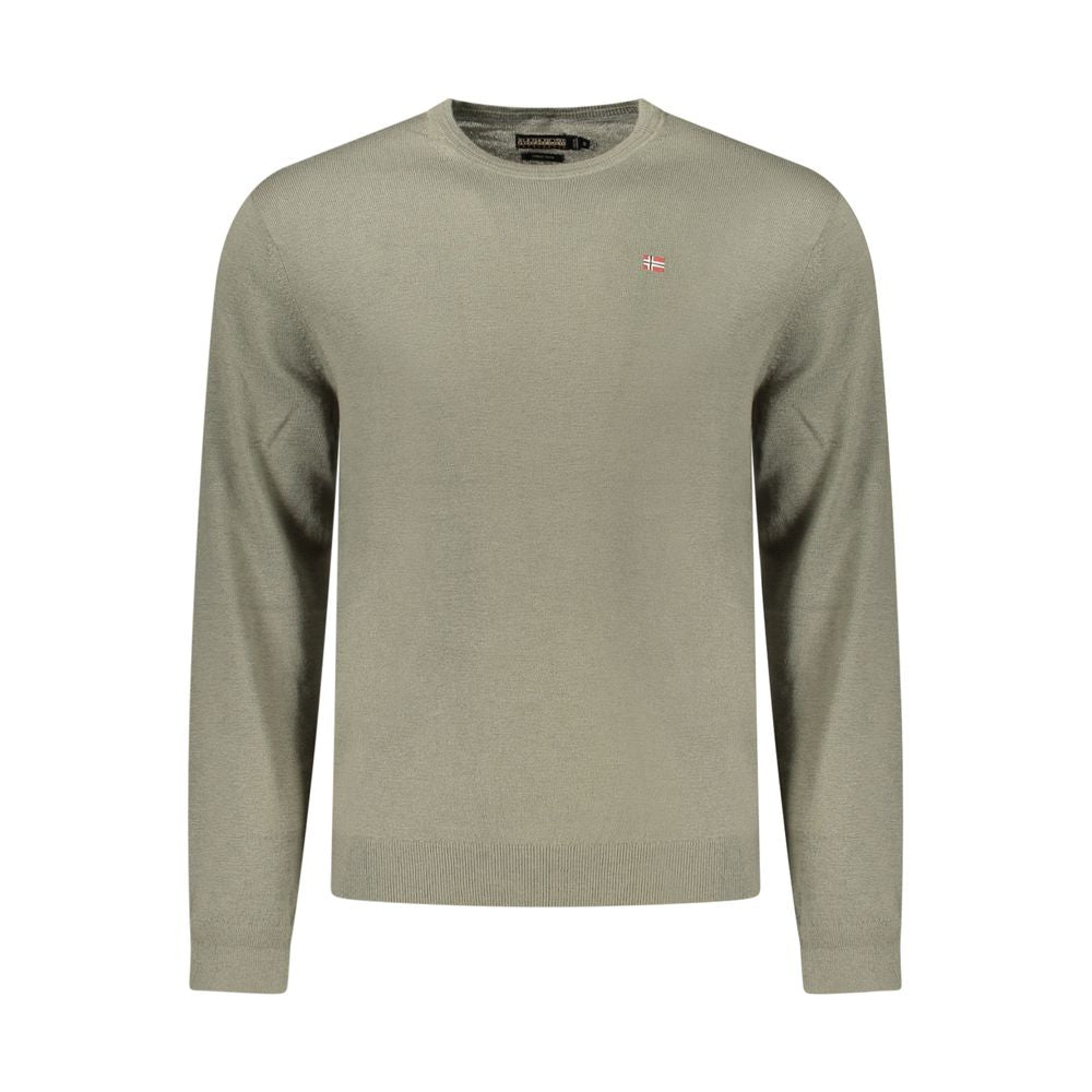Napapijri Verde wool men's sweater featuring a crew neck and ribbed cuffs, soft and warm for casual wear.