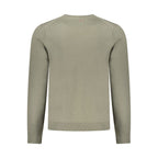 Napapijri Verde Wool Men Sweater displayed on a hanger, featuring a crew neck and soft wool fabric in a vibrant green color.