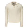 Napapijri Bianco Lana men's sweater in off-white with a classic crewneck and ribbed cuffs, made from warm, soft wool fabric.