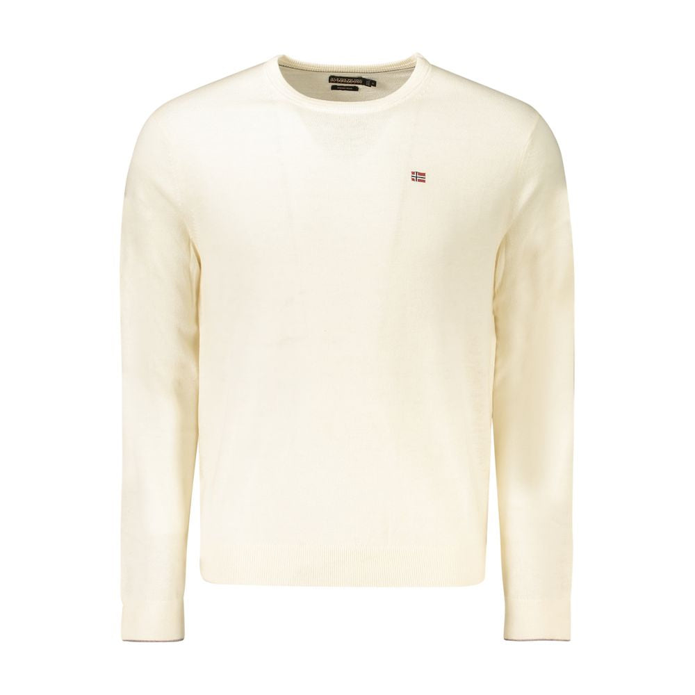 Napapijri Bianco Lana men's sweater in white, featuring a cozy knit design and ribbed cuffs, perfect for casual wear.