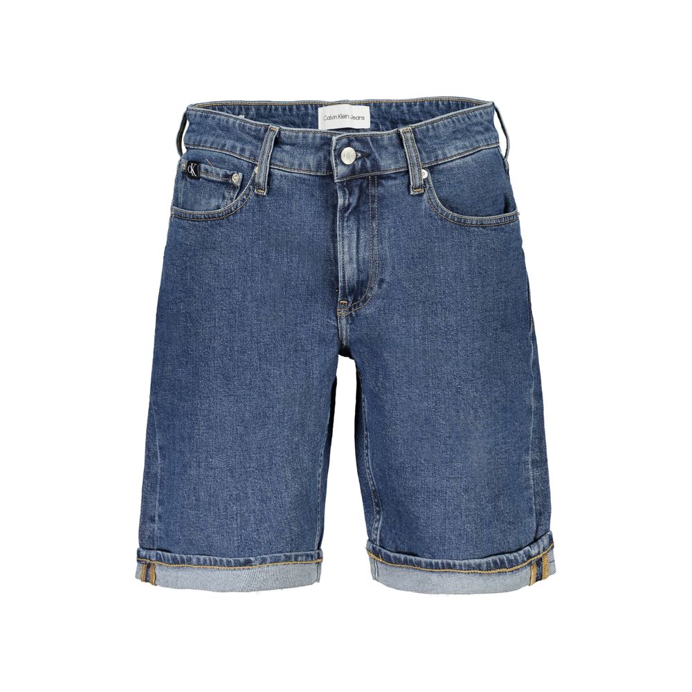 Calvin Klein Blu Cotton Men Shorts featuring a classic fit, lightweight fabric, and Calvin Klein branding on the waistband.