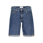 Calvin Klein Blu Cotton Men Shorts featuring a classic fit, lightweight fabric, and Calvin Klein branding on the waistband.