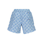 North Sails Azzurro polyester men's swim trunks showing blue color, adjustable waistband, and quick-dry fabric.