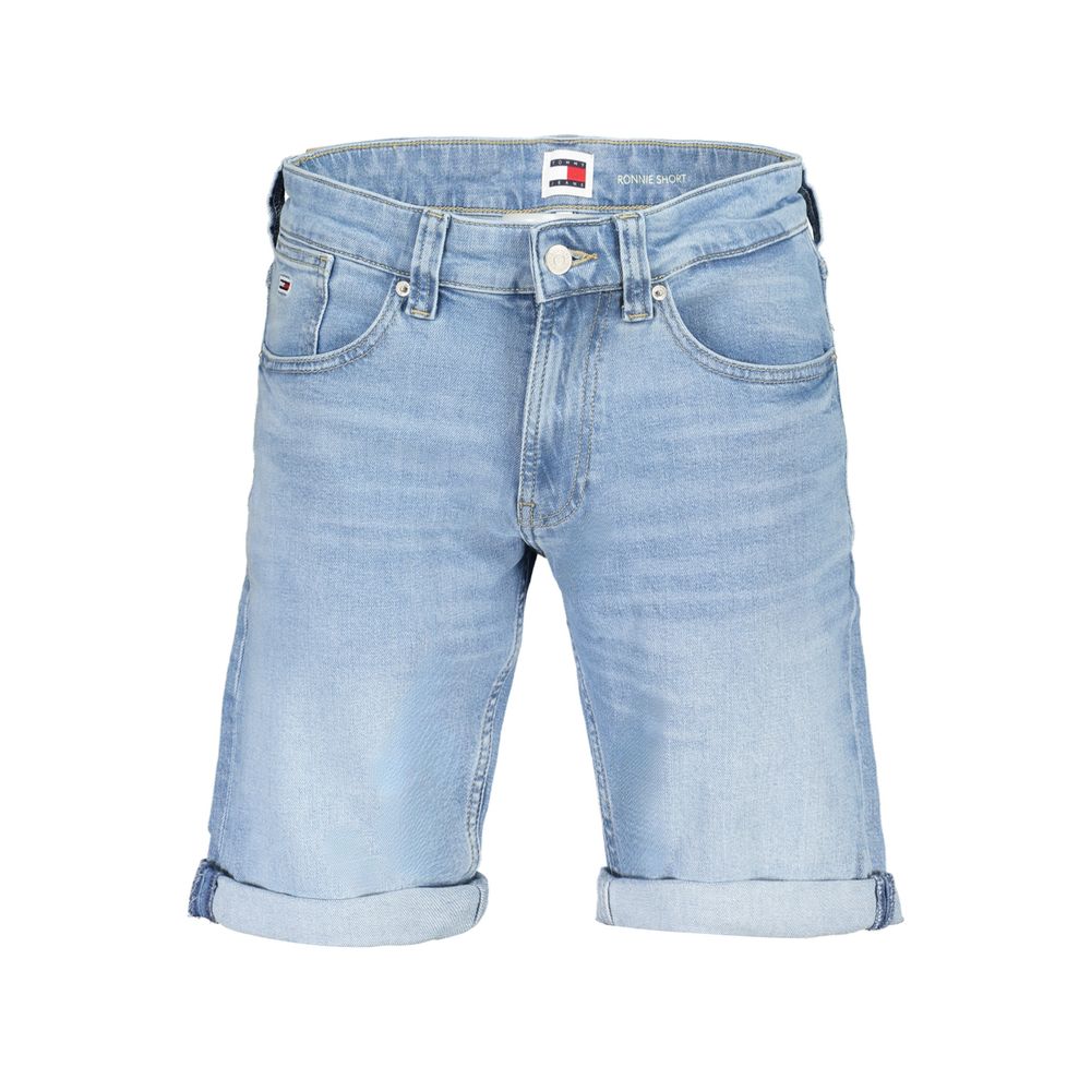 Tommy Hilfiger Azzurro cotton men's shorts displayed flat, showing the light blue color and classic fit style.