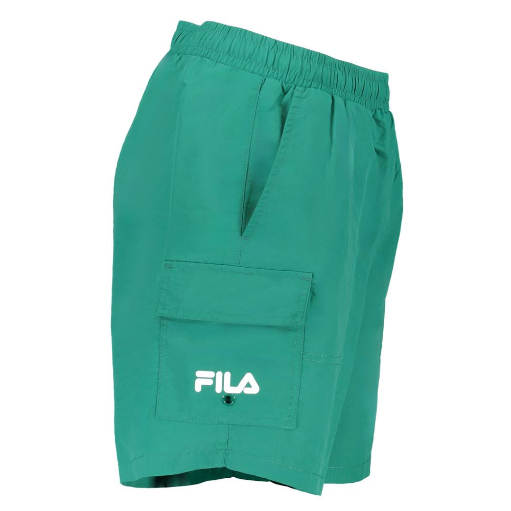 Men's green Fila swim boxer made of polyamide, featuring a snug fit and athletic design for swimming and water sports.