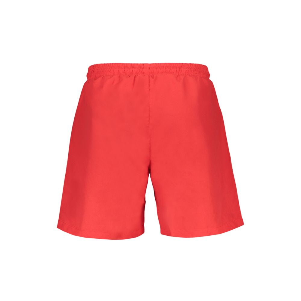 Fila Rosso men's polyester swim boxer, blue and red swim trunks with waistband and printed logo, suitable for swimming and beachwear.