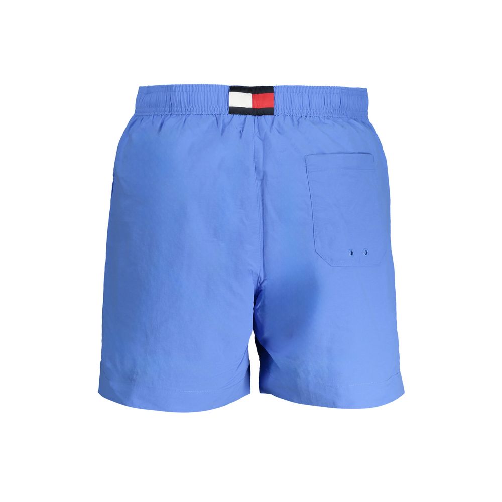 Tommy Hilfiger Azzurro poliammide men's swim trunk with elastic waistband and side pockets, blue color, casual beachwear style.