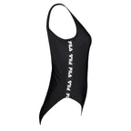 Fila black polyamide women's swimsuit with sleek design and supportive fit, ideal for swimming and water activities.