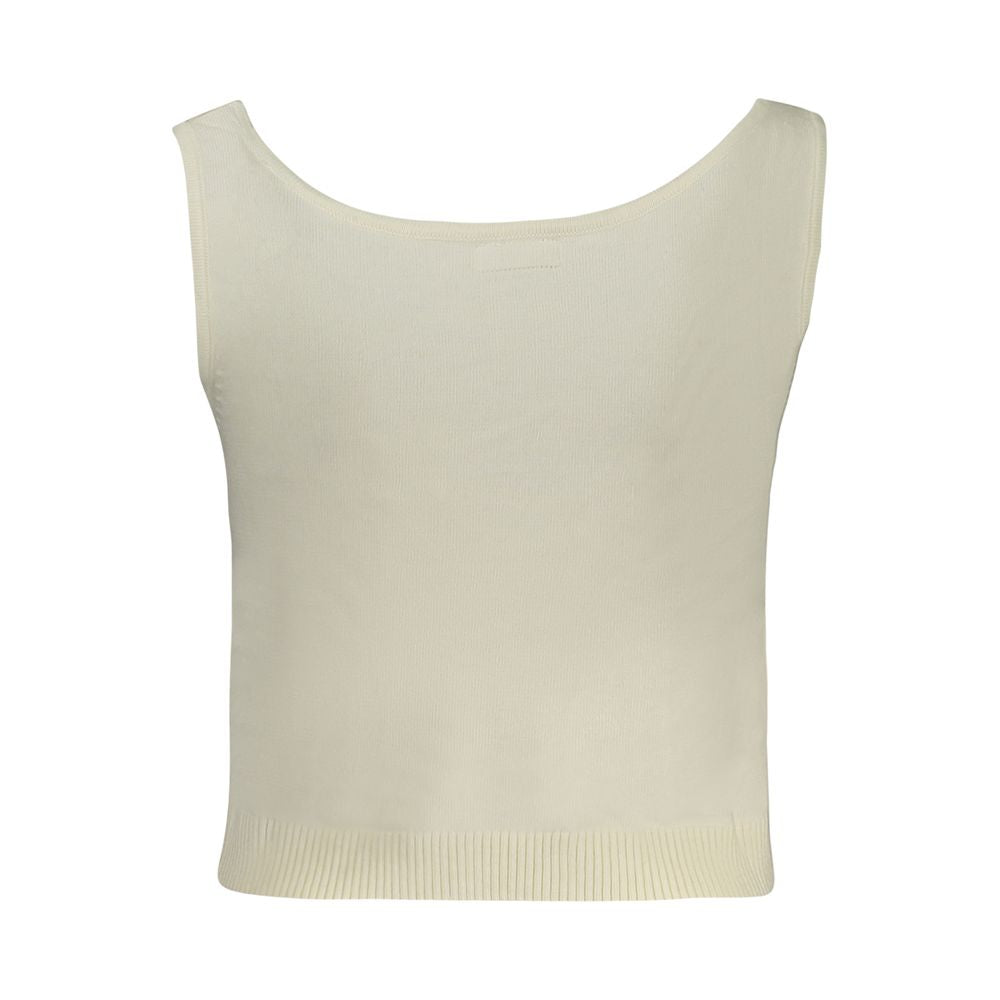 Guess Jeans women's white polyester shirt with a classic fit, featuring a button-down front and long sleeves.