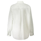 Calvin Klein Bianco cotton women's shirt with a classic collar and button front, displayed on a hanger.