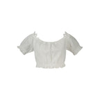Guess Jeans Bianco cotton women's shirt with button front and long sleeves, casual and stylish for everyday wear.