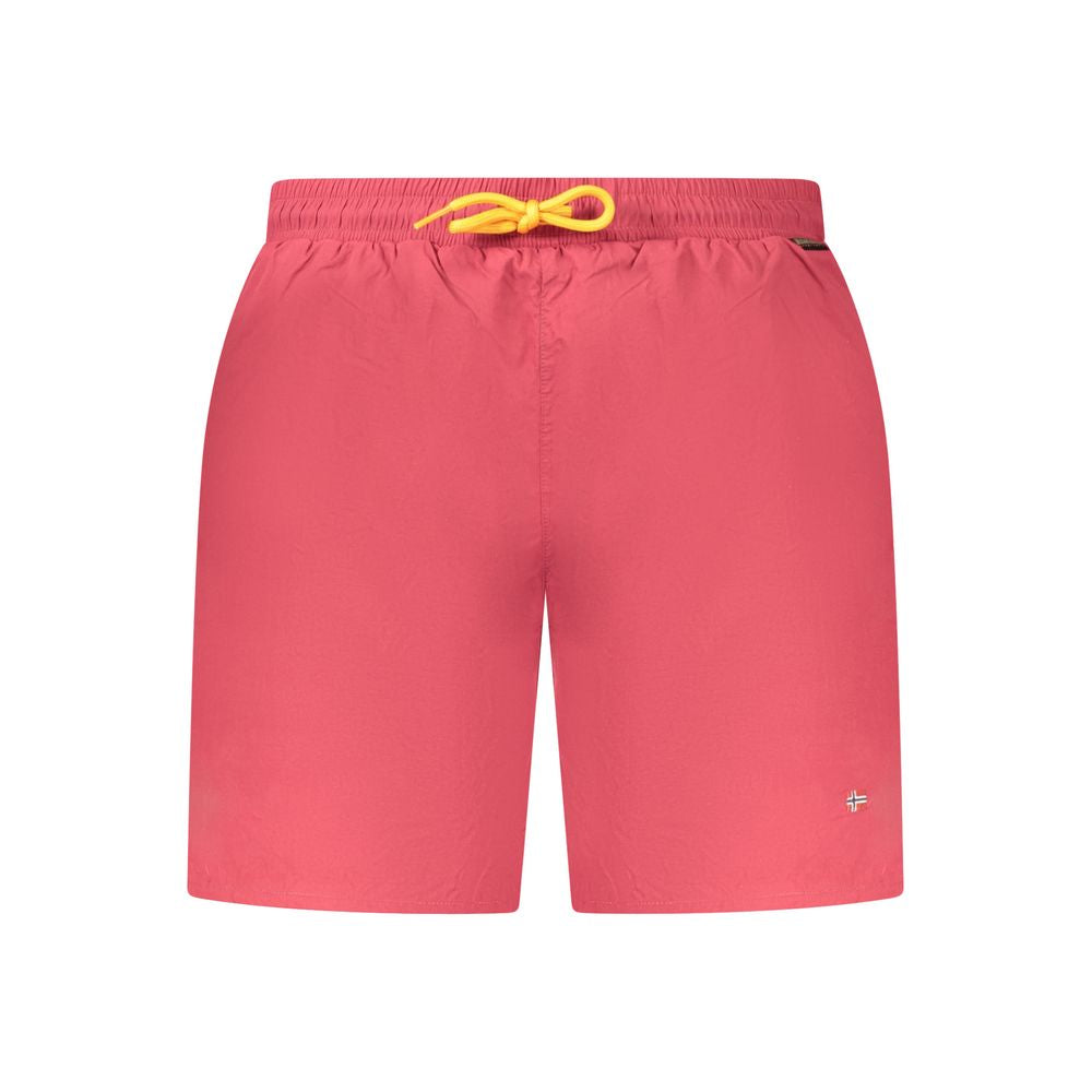 Napapijri Rosso men's swim boxer made of polyamide, featuring a streamlined fit and vibrant color design.