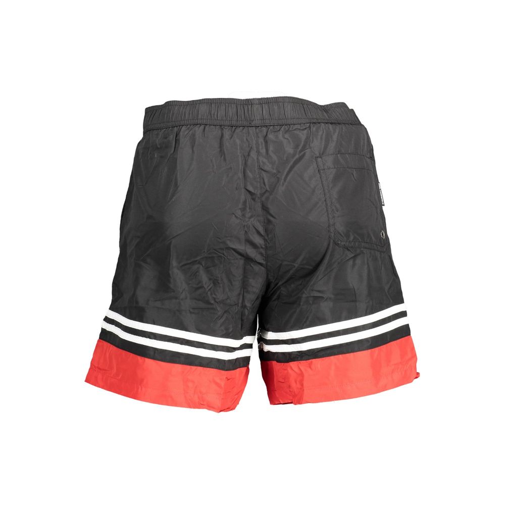 Karl Lagerfeld black polyester men's swim boxer trunks with a sleek design and comfortable fit.