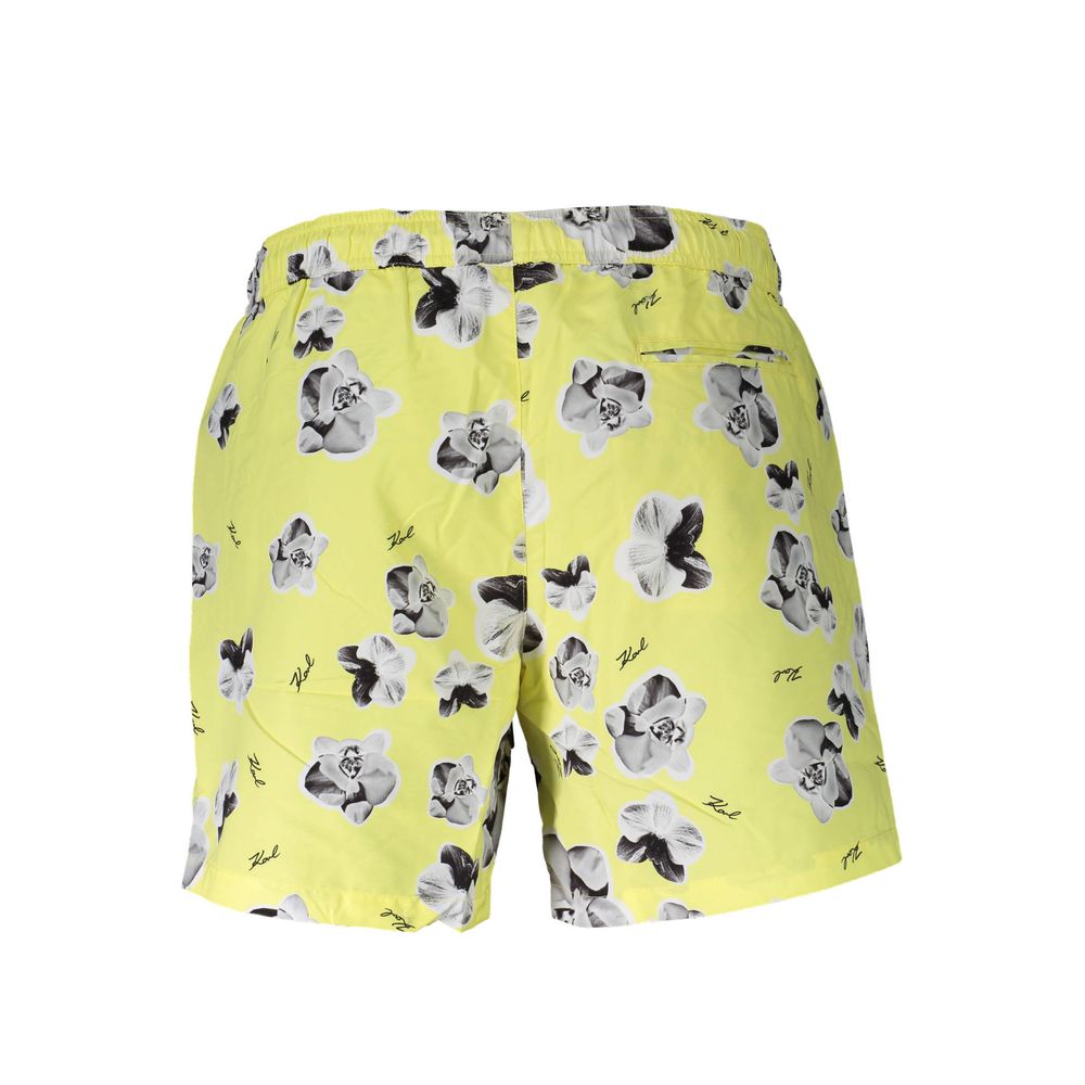 Yellow polyester men's swim boxer by Karl Lagerfeld, featuring a comfortable fit and stylish design for beach or poolwear.