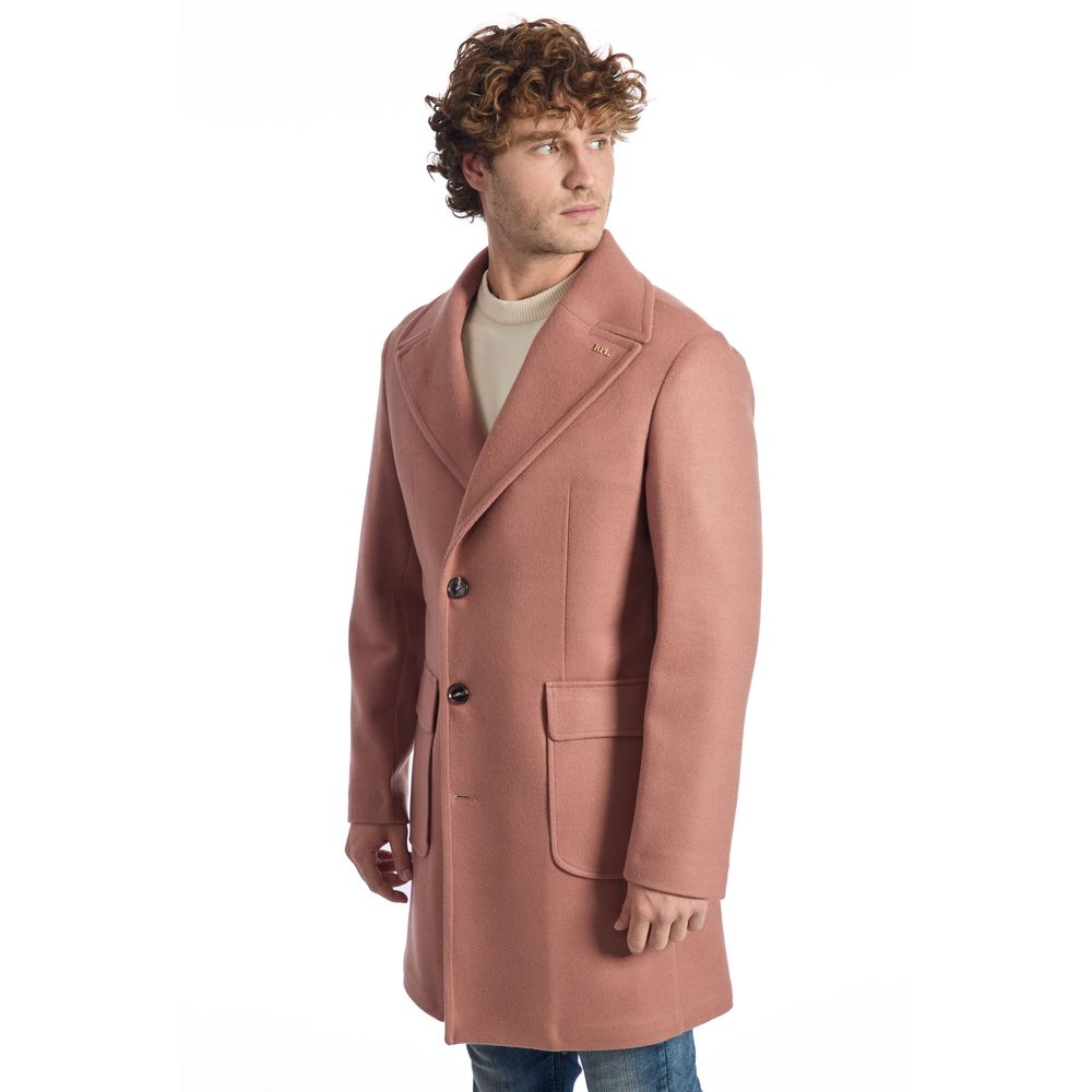 Multicolor wool men's jacket by Roberto Pepe Luxury, featuring a stylish design and tailored fit, displayed on a hanger.