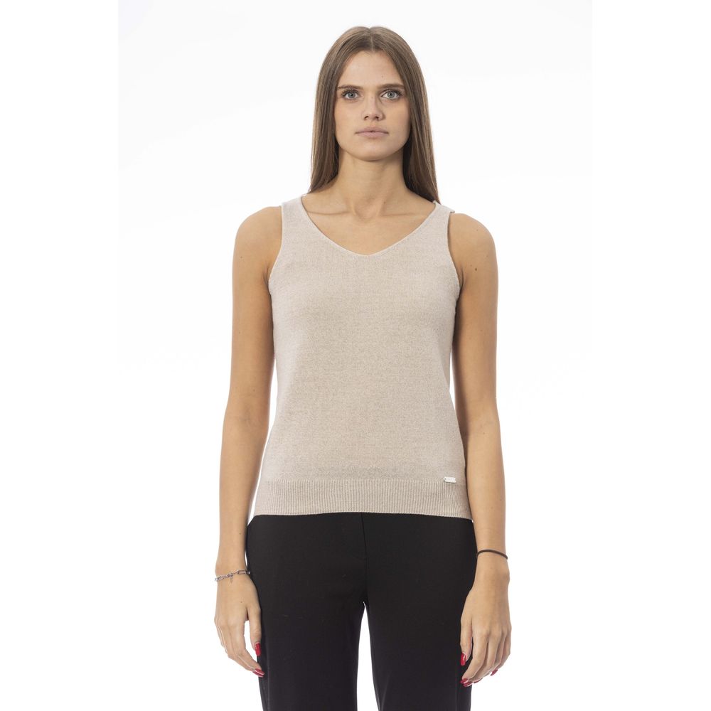 Baldinini Trend Beige Fabric Tank Top Baldinini Trend