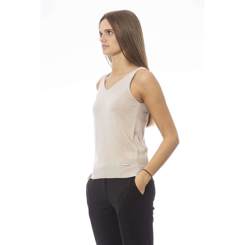 Baldinini Trend Beige Fabric Tank Top Baldinini Trend