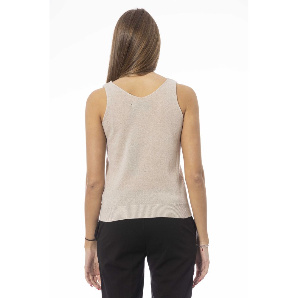 Baldinini Trend Beige Fabric Tank Top Baldinini Trend