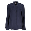 Tommy Hilfiger blue viscose women's shirt with a classic collar and button-down front, stylish and comfortable for casual wear.