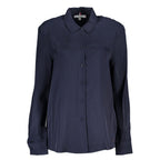 Tommy Hilfiger blue viscose women's shirt with a classic collar and button-down front, stylish and comfortable for casual wear.