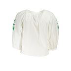 Desigual Bianco polyester women's shirt with a casual fit and subtle pattern, displayed on a white background.
