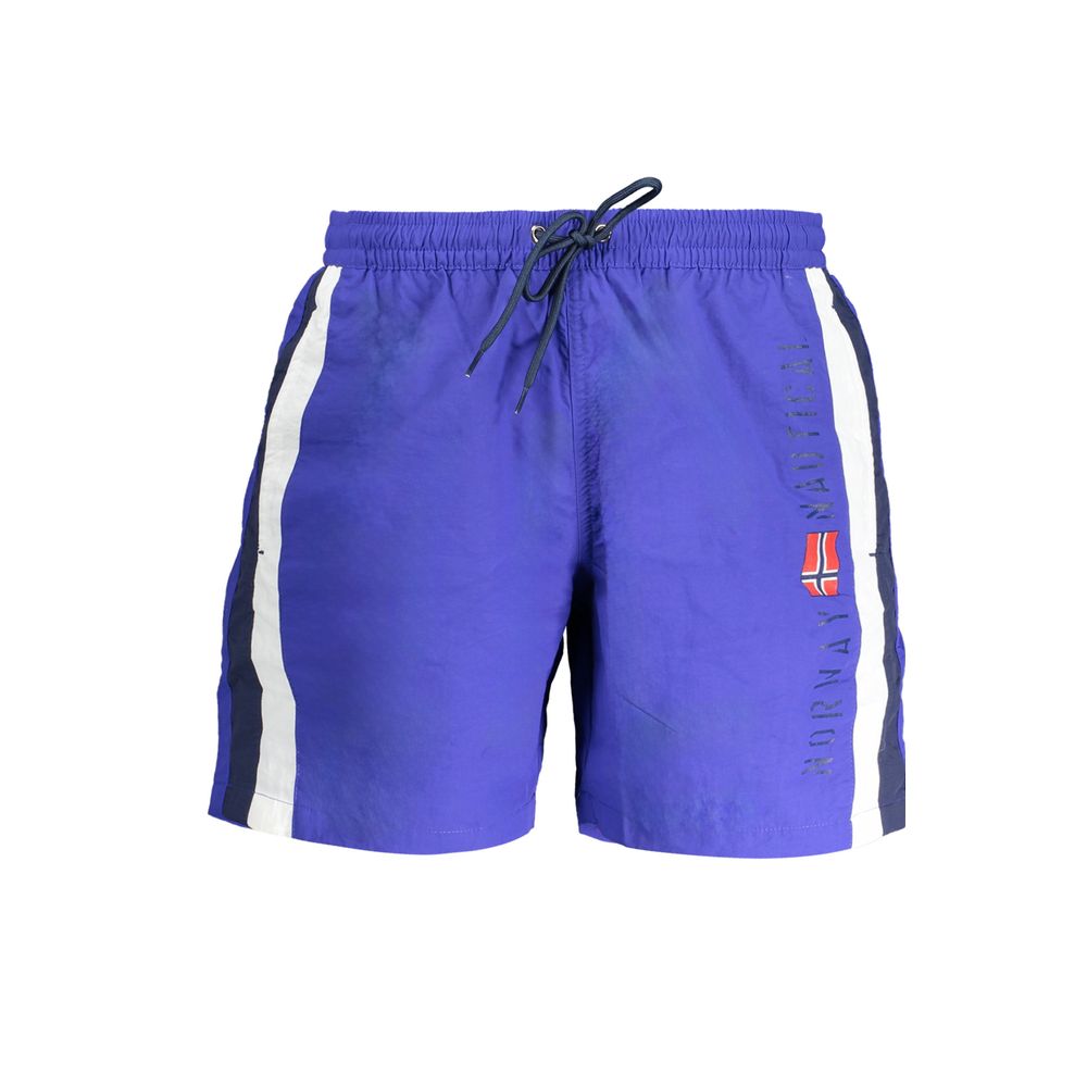 Norway 1963 men's swim trunks in blue poliammide fabric with elastic waistband, suitable for swimming and beachwear.