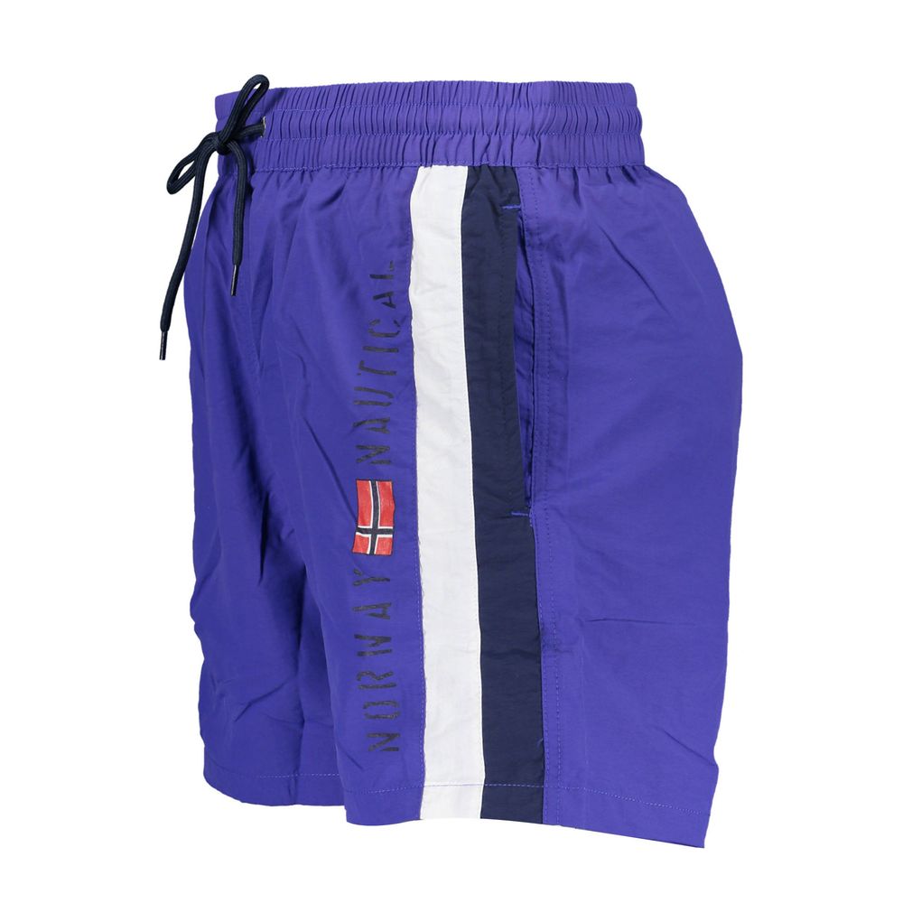 Norway 1963 men's swim boxer in blue poliammide fabric, featuring a comfortable fit and classic design for swimming and beachwear.
