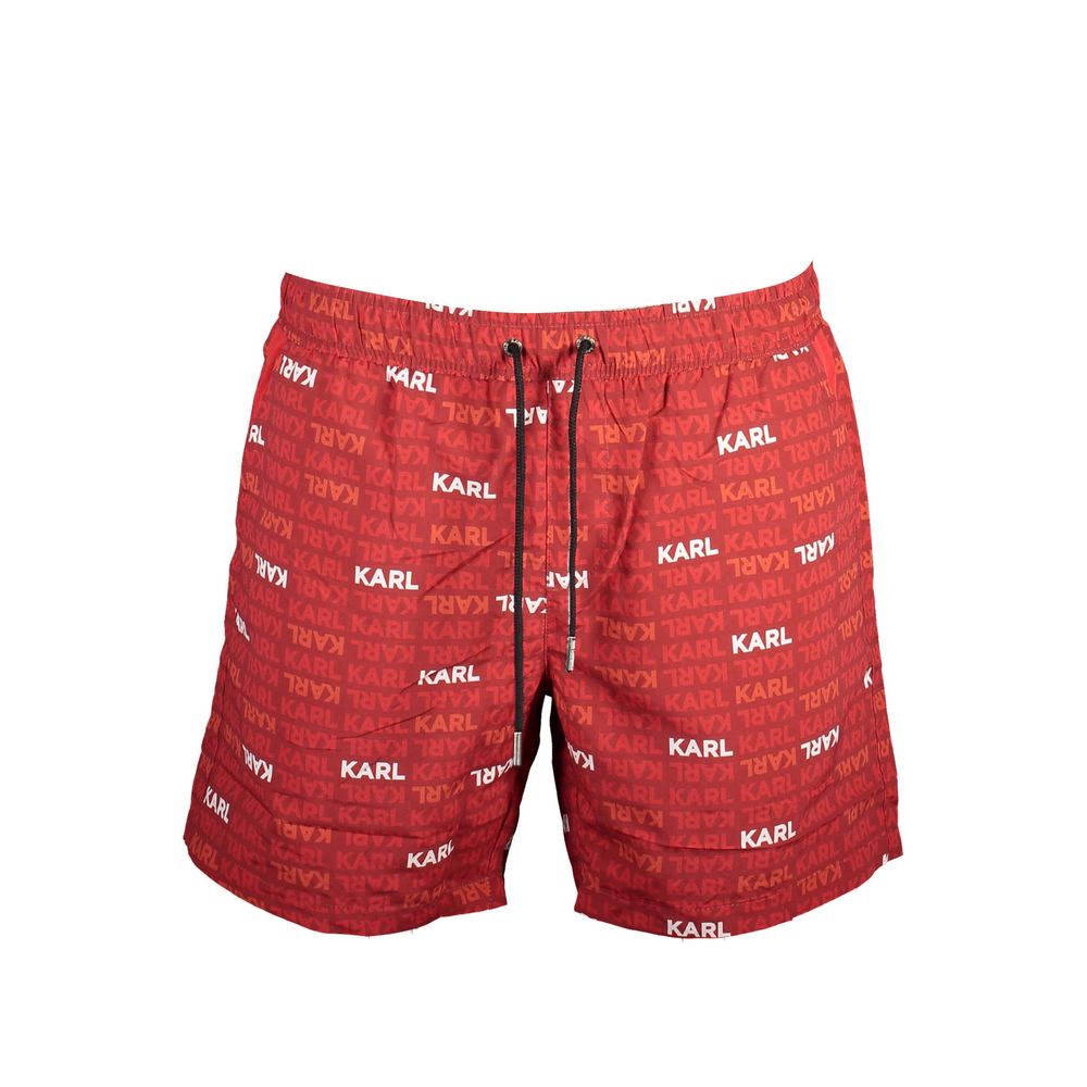 Karl Lagerfeld Rosso polyester men's swim boxer with a bold red color and comfortable fit, ideal for beach and pool wear.