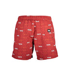 Karl Lagerfeld Rosso polyester men's swim boxer shorts with red and white design, suitable for beach or pool swimming.